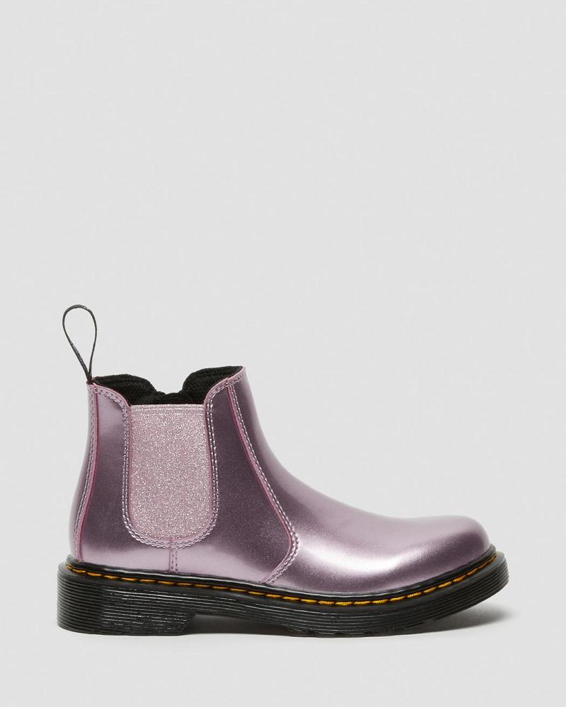 Pink Kids' Dr Martens Junior 2976 Metallic Chelsea Boots | CA 668XYU